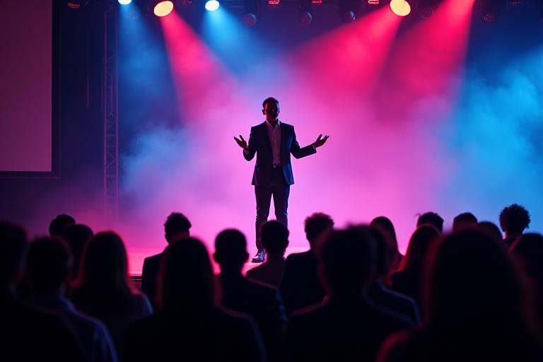 Penceramah di atas pentas semasa pelancaran produk